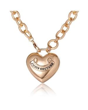 Juicy Couture Tone Long Heart Pendant Necklace - Metallic