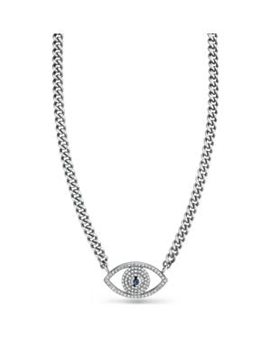 Sheryl Lowe Evil Eye Curb Chain Necklace - Metallic