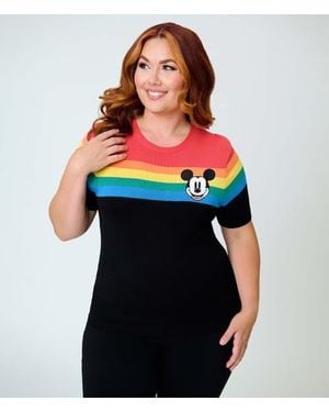 Unique Vintage Plus Size Patterned Short Sleeve Sweater - Red