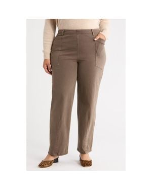 Lyssé Penelope Pull-On Knit Barrel Jeans - Brown