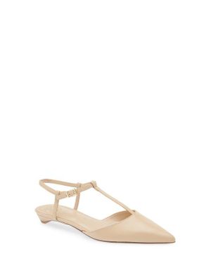 Vince Camuto Varena Ankle Strap Pointed Toe Flat - Natural