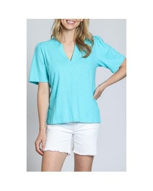 Apny Split Neck T-Shirt - Blue