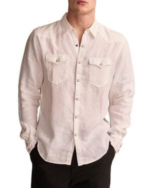 Lucky Brand Masa Linen Snap Front Shirt - Pink