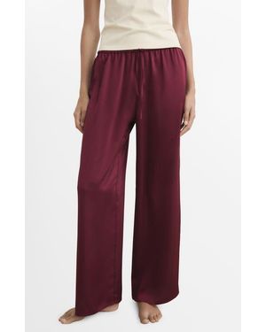 Mango Satin Pajama Pants - Red