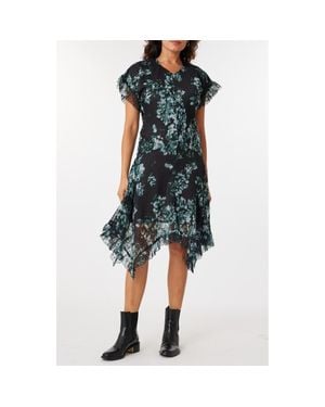 Scotch & Soda Floral Handkerchief Hem Dress - Blue