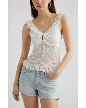 BP. Pretty Lace Ruffle Tank - White