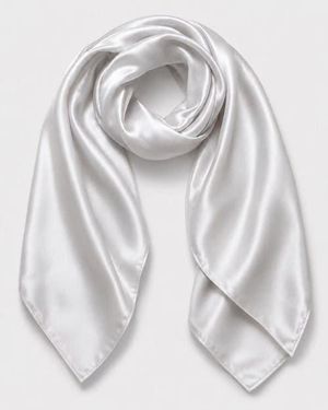 SILKSILKY Pure Silk Classic Elegant Square Scarf - White