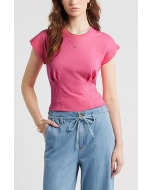 Treasure & Bond Pintuck Cotton T-Shirt - Red