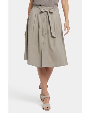 NYDJ Tie Waist Linen Blend Skirt - Natural