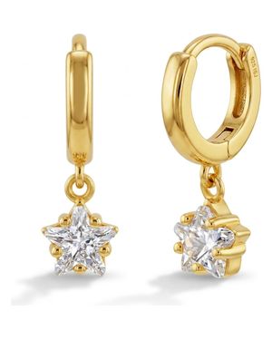 IN SEASON JEWELRY Star Dangle Plated Hoop Earrings - Metallic
