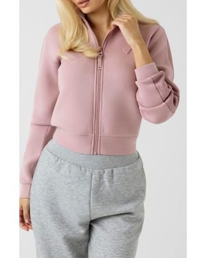 Guess New Allie Scuba Knit Zip Front Sweatshirt - Pink