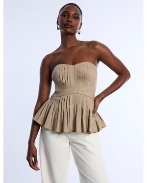 BCBGMAXAZRIA Stretch Linen Top - Multicolor