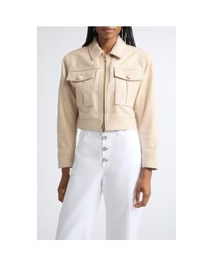 L'Agence Micah Quilted Leather Crop Jacket - Blue