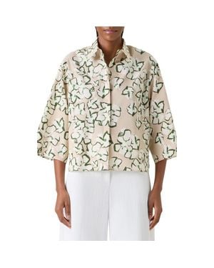 Akris Punto Papercut Flower Cotton Poplin Top - Brown