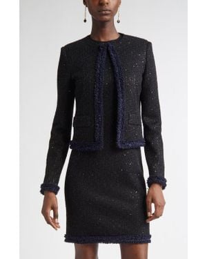 St. John Sequin Tweed Knit Jacket - Black