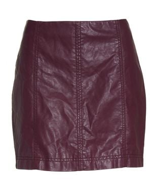 Free People Modern Femme Faux Leather Miniskirt - Purple