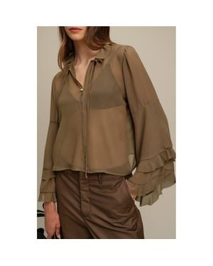 DELUC Bradley Sheer Ruffle Shirt - Natural