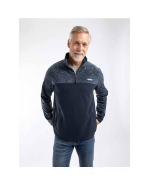 Weird Fish Gilbert 1/4 Zip Printed Microfleece - Blue