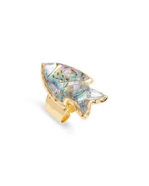 Nest Abalone Fish Adjustable Ring - Multicolor