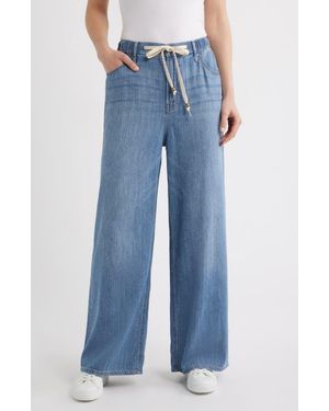 City Blues Drawstring Wide Leg Jeans - Blue