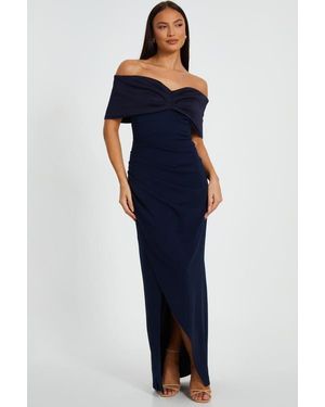 Quiz Scuba Crepe Contrast Wrap Maxi Dress - Blue