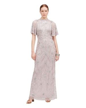 Beauut Occasion Embellished Sequin Beaded Halter Neck Evening Dress - Pink