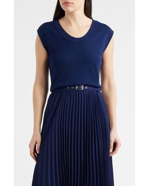 Anne Klein Scoop Neck Knit Top - Blue