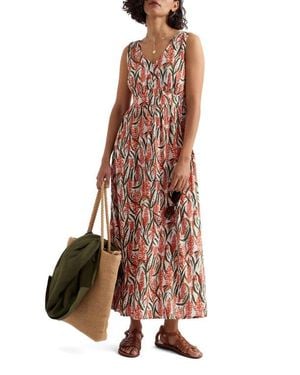 Seasalt Cornwall Polmanter Floral Sleeveless Organic Cotton Jersey Maxi Dress - White