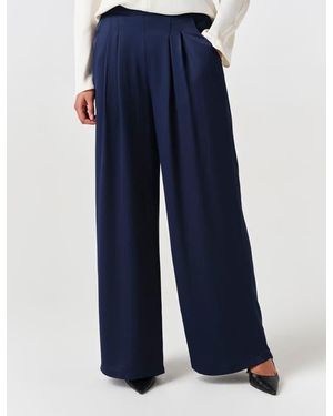 Ghost Andie Pleated Wide Leg Satin Trouser - Blue
