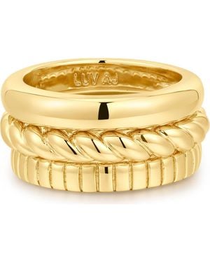 Luv Aj The Kiara Set Of 3 Rings - Metallic