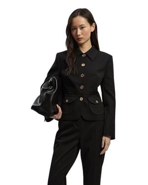 Karen Millen Petite Textured Tailored Jacket - Black