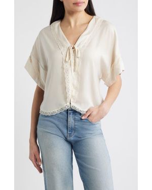 Wit & Wisdom Lace Trim Dolman Sleeve Top - Blue