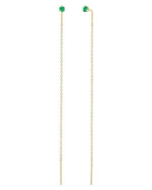 Zoe Chicco Emerald Threader Earrings - White