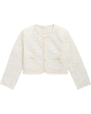 LoveShackFancy Kids' Mini Junetta Lace Crop Jacket - White