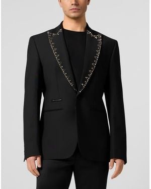 Philipp Plein Blazer Lord Fit Lapel Studs - Black