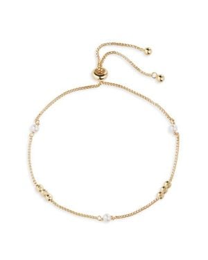 Argento Vivo Sterling Silver Faux Pearl Station Slider Bracelet - White