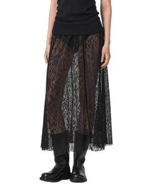 AllSaints Arran Snakeskin Texture Maxi Skirt - Black