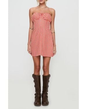 Princess Polly Double Date Gingham Strapless Minidress - Pink