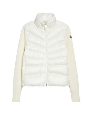 Moncler Quilted Down & Wool Knit Cardigan - White