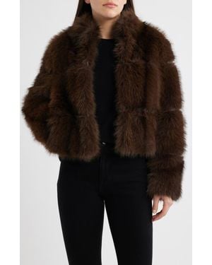 BCBGMAXAZRIA Chubby Crop Faux Fur Jacket - Black
