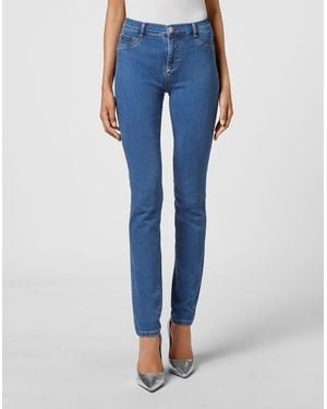 Philipp Plein Denim High Waist Jegging - Blue