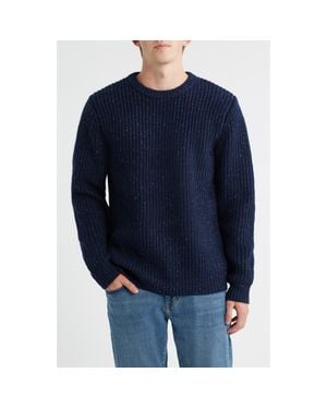 Schott Nyc Donegal Tweed Wool Blend Crewneck Sweater - Blue