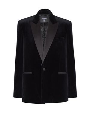 Balmain Velvet And Satin 1-Button Blazer - Black
