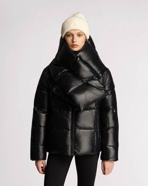 Alpenhaus Winekka 2-In-1 Reversible Puffer With Oversized Removable Scarf - Black