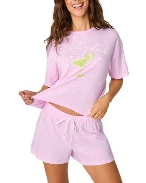 Pj Salvage Softee Cotton & Modal Short Pajamas - Purple