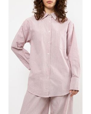 Viens Avec Moi The Oxford Stripe Button-Up Shirt - Purple