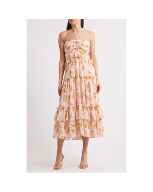 Likely Wilda Floral Tiered Dress - Pink