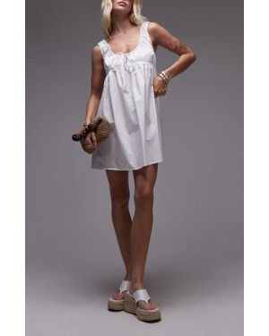 TOPSHOP Gathered Poplin Minidress - Gray