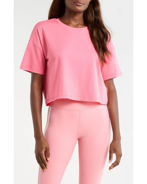 Mpg Pima Cotton Boxy Crop T-Shirt - Pink