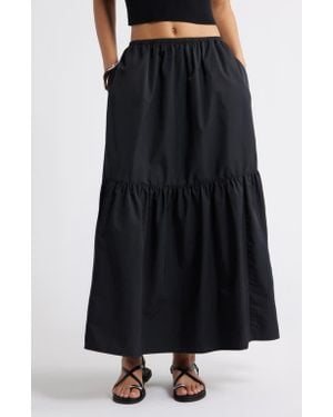 Open Edit Tiered Maxi Skirt - Black